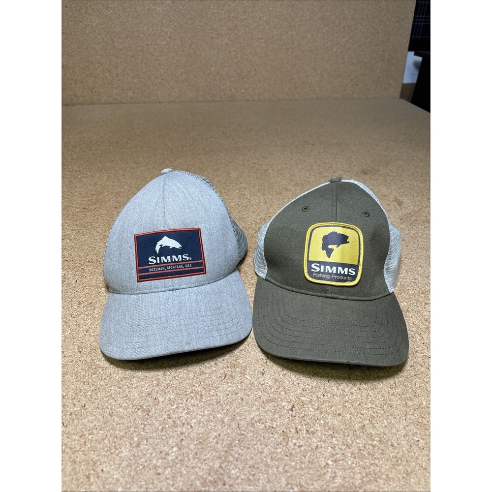 Lot Of 2 Simms Fishing Products Mesh Snap Back Trucker Hat Cap Montana